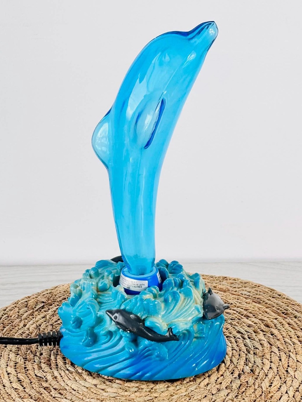 Vintage LumiSource Electra Blue Dolphin Plasma Lamp | Light. Glass | Coastal